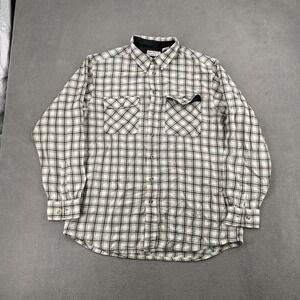 Mens Covington Plaid Button Down Shirt Gray White Long Sleeve Large Tall LT